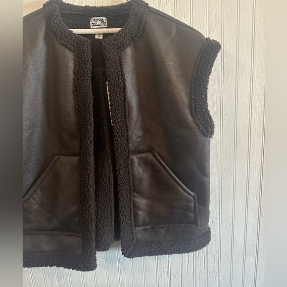Women's Faux Shearling Lined Leather Vest - Future Collective - Picture 7 of 8